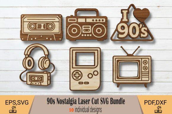 90s Nostalgia Wall-Art Laser Cut SVG for Creative Web Design