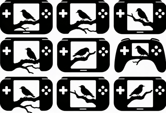Bird on Branch Gaming Controller SVG for Crafts and Graphics