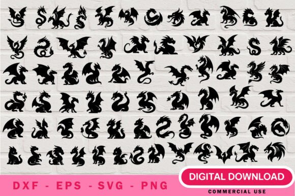 Cute Dragon SVG Cut File Bundle for Graphics & Crafts