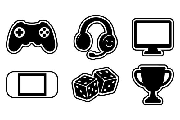 Cute Gaming Icon Sticker Set for Graphics and Crafts