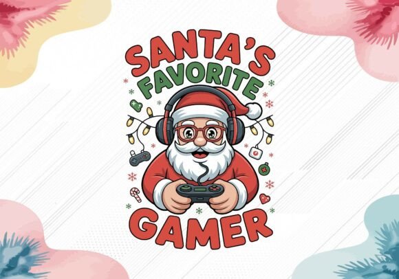 Cute Santa’s Favorite Gamer Graphics for Festive Branding