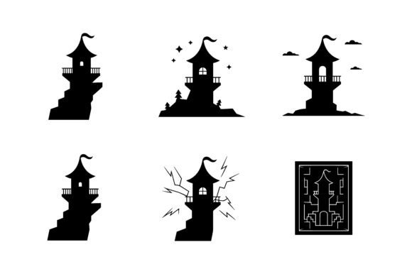 Fantasy Castle Tower Icon Set EPS