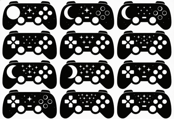 Gamer Controller SVG Moon Stars Gaming Graphics for Crafts