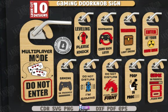 Gamer Door Knob Hanger Laser Cut Bundle for Home Decor