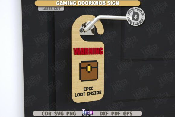 Gamer Door Knob Hanger Laser Cut CNC for Home Decor