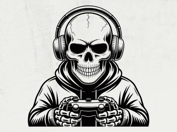 Gamer Skeleton Svg for Modern Graphics and Crafts
