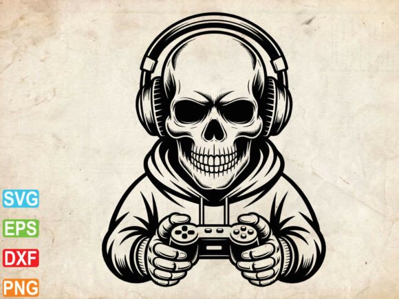 Gamer Skeleton Svg, Gaming Svg for Crafts and Graphics