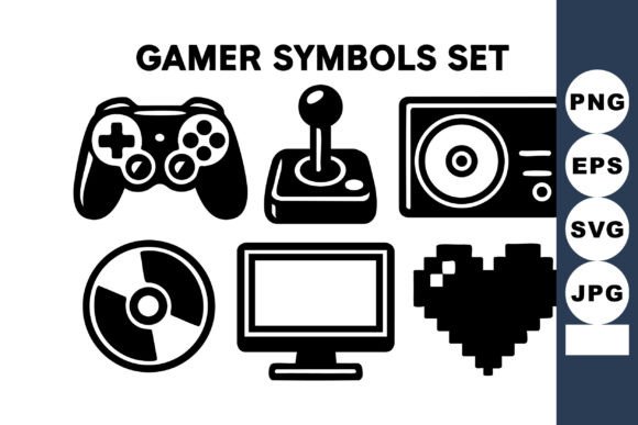 Gamer Symbols Set with Game Controller J Graphics