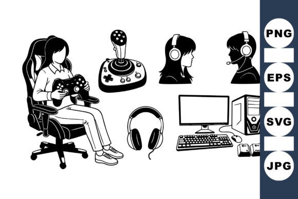 Gaming Essentials Vector Clipart for Modern Graphics and Crafts