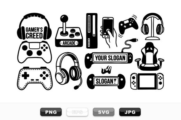 Gaming Gear Clipart Set for Graphics and Crafts