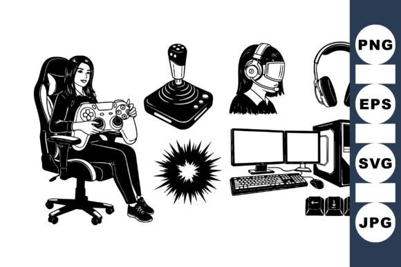 Gaming Gear Vector Set for Graphics and Crafts