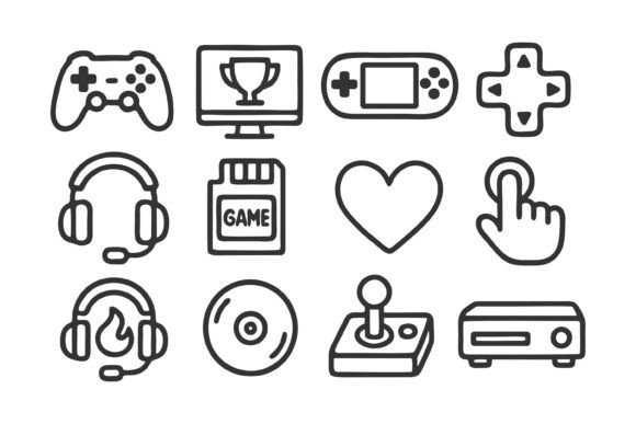 Gaming Icons Set for Crafts and Graphics