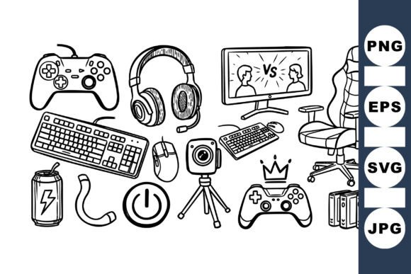 Gaming Setup Clipart Pack for Graphics and Crafts