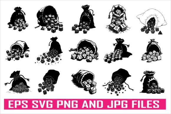 Geometric Dice Shapes Silhouette Graphic for Graphics and Illustrations