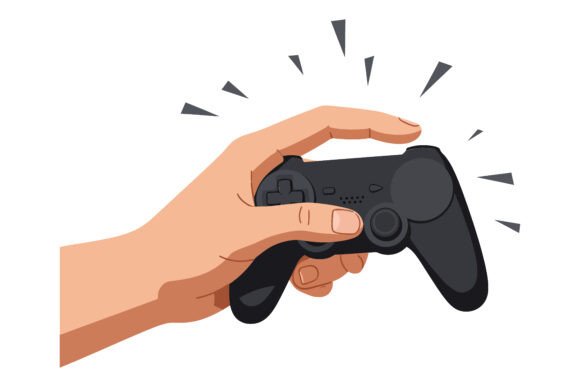 Hand Holding a Black Game Controller