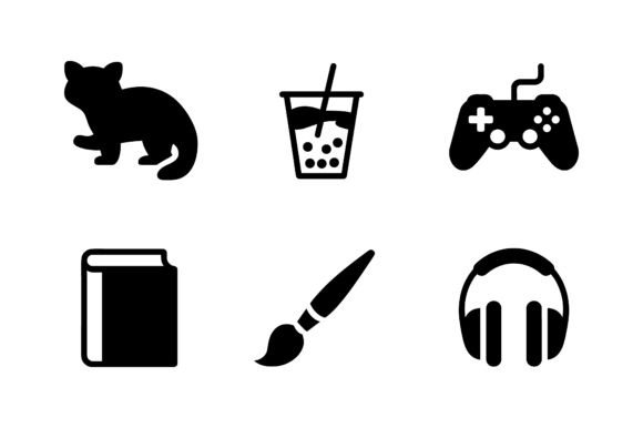 Introvert Me Time Hobby Icon Set for Modern Web Design