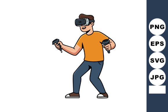 Man Using Virtual Reality Headset and Co – A Dynamic Graphic Asset for Branding
