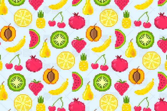 Pixel Fruit Seamless Pattern for Cricut and Handmade Projects