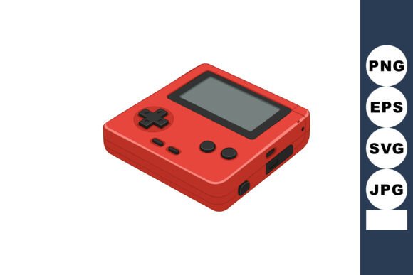 Red Handheld Game Console Vector Illustr for Branding and Packaging