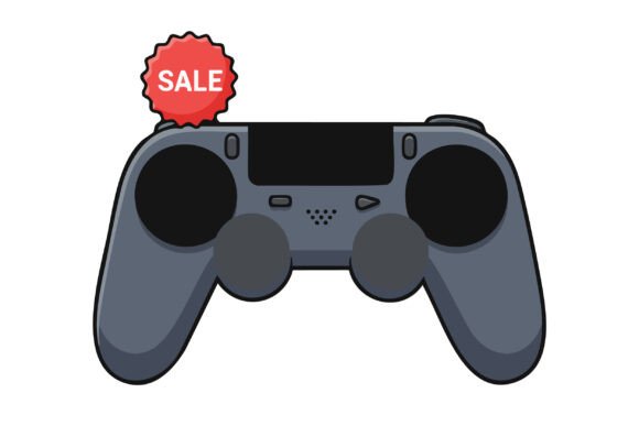 Video Game Controller with Sale Badge Graphics